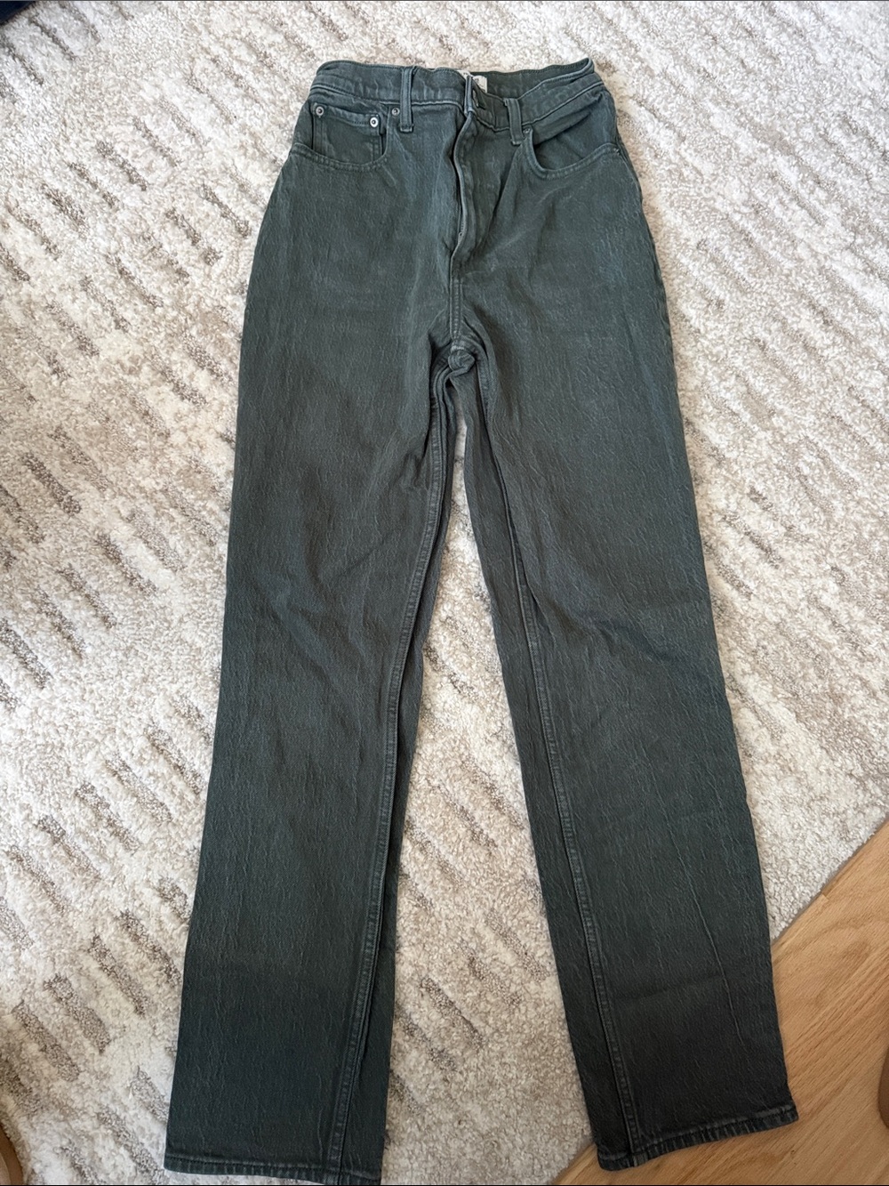 Abercrombie Dark Green 90s Straight ultra high rise Jeans curve love